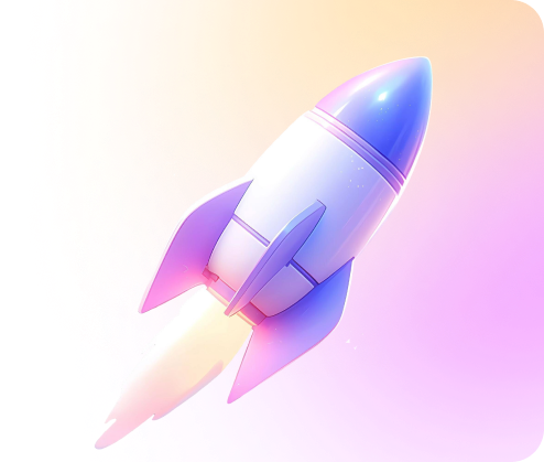 Stylized rocket ship with gradient colors
